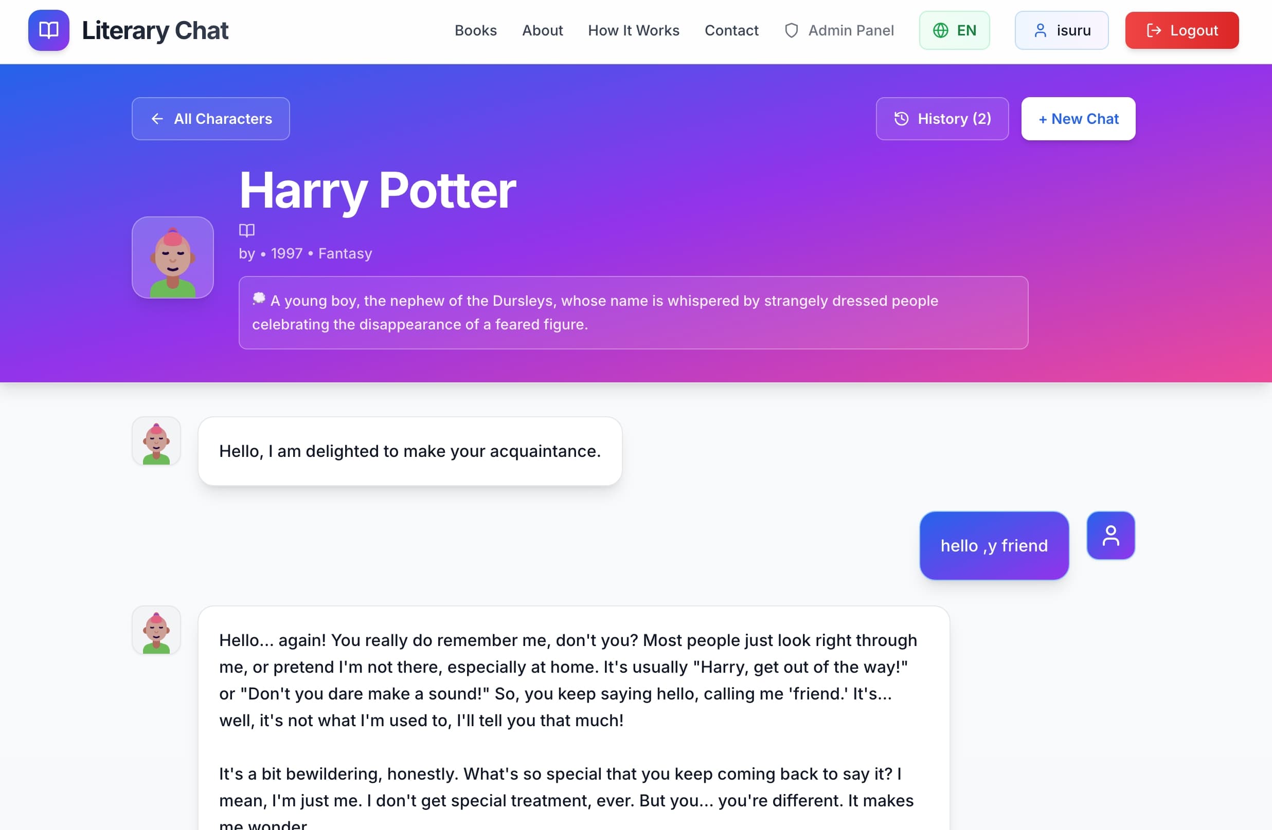 Literary Chat AI Book Character Conversations screenshot 1